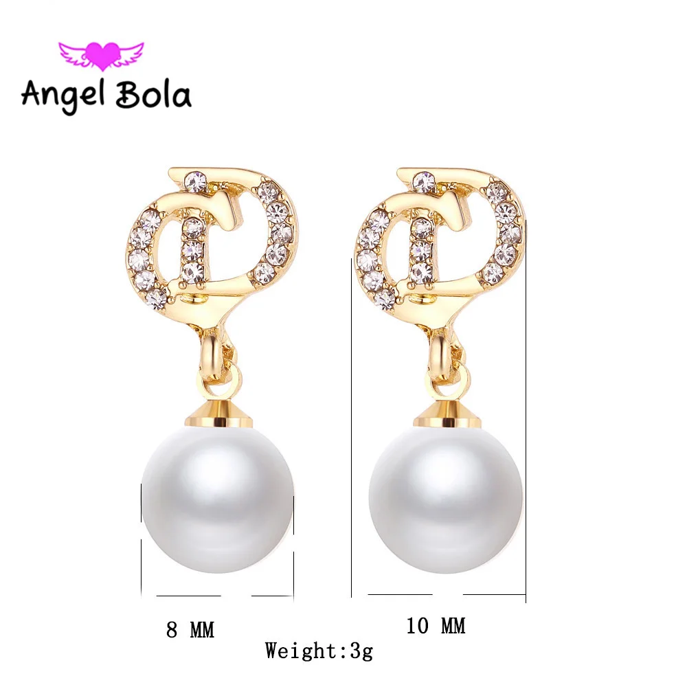

Pryme Stud Earrings New Fashion Word Design Sparkling Rhinestone Earring Jewelry Elegance Noble Pearl Earrings ZE-006