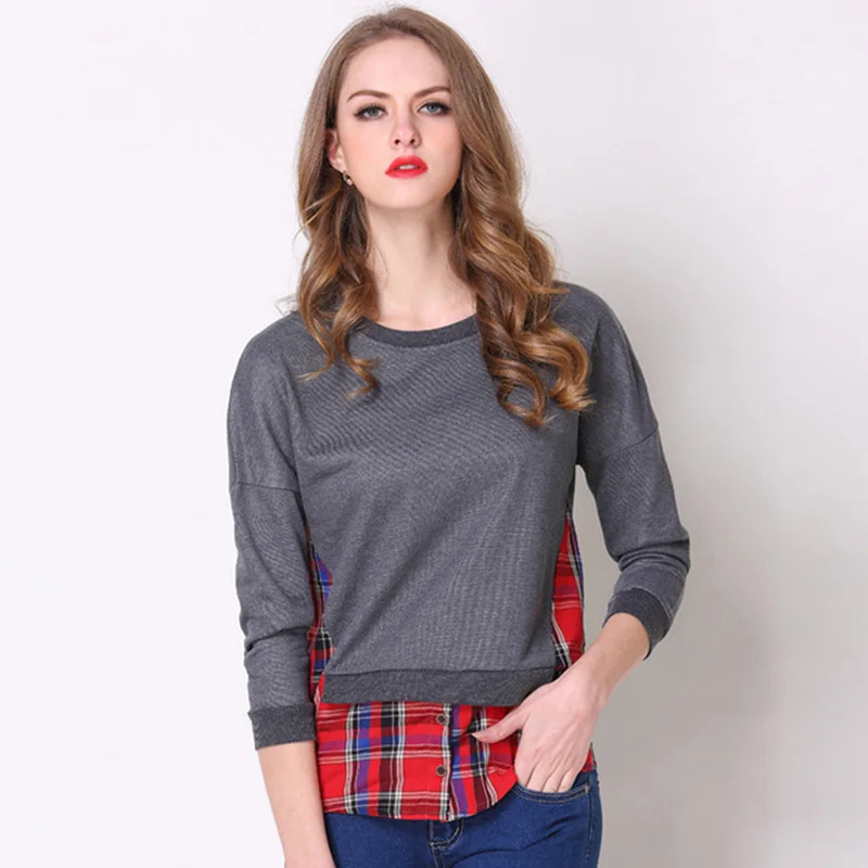 Большие размеры S-5XL 3XL 4XL футболки с длинными рукавами хлопковая рубашка большого размера d Женская одежда повседневные топы с круглым вырезом серого цвета на осень и зиму