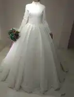 Robe De Mariage Arabic Bridal Gown Islamic Long Sleeve Arab Ball Gown Lace Muslim Wedding Dress 2019