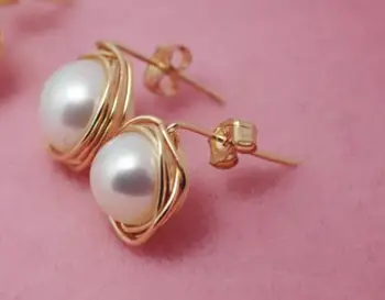 

AN original handmade thread beautiful plum flower natural pearl ear nail earring fashion Earrings 925 Sterling wedding
