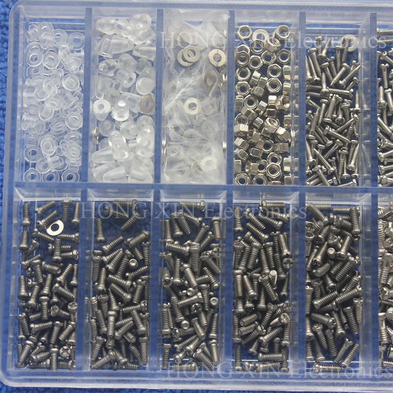 1000pcs Stainless Steel screw Sunglass Watch Spectacles Phone Glasses Screws Nuts Screwdriver Repair Tool Set Kits