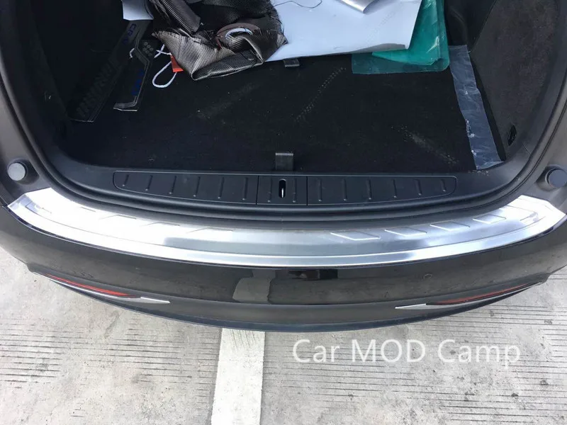 

For Tesla Model X 2016 2017 2018 Stainless Steel Outer Rear Bumper Protector Guard Plate Trim 1pcs Car Styling Accessories!
