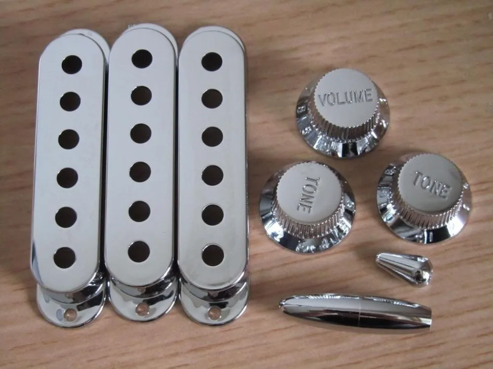 Chrome ST Style Guitar Knobs,Pickup Covers,Switch Tip and Whammy Bar