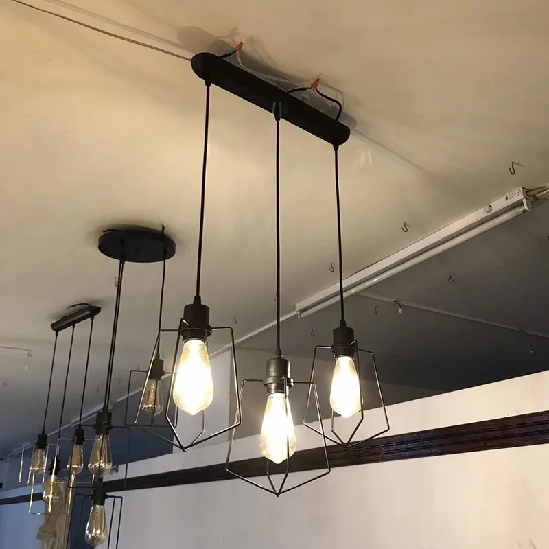 

Nordic Retro Pendant Lights Iron Lampshade Loft Lamp Metal Cage Pendant Lamp Industrial Hanging Lights E27 For Bar Living Room