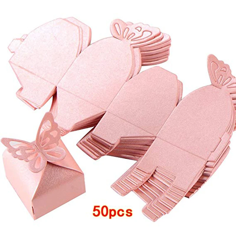 

50Pcs/Lot Butterfly Paper Candy Box Wedding Favors Box Candy Bags Baby Shower Birthday Gifts Bag Party Supplies