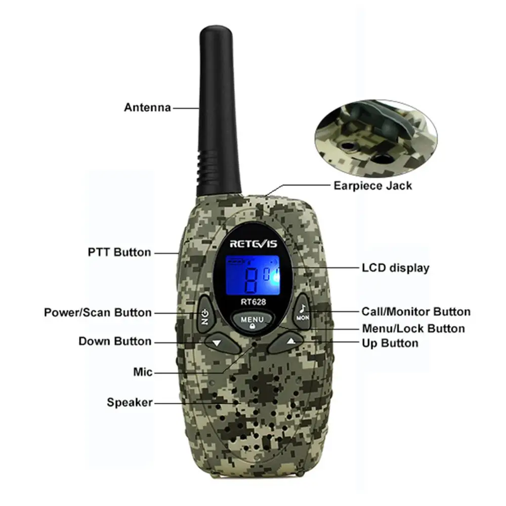2 PCS Scan RETEVIS RT628 Black Walkie Talkie 0 5W UHF Europe Frequency 446MHz LCD Display 2