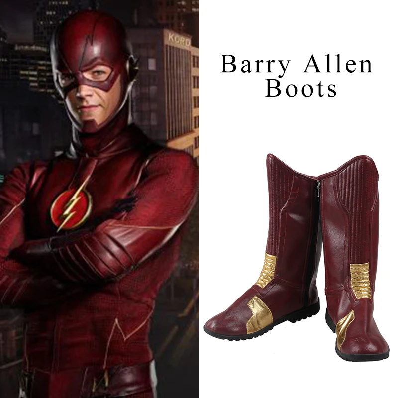 Manles The Flash Boots Superhero Costume The Flash Barry Allen Cosplay