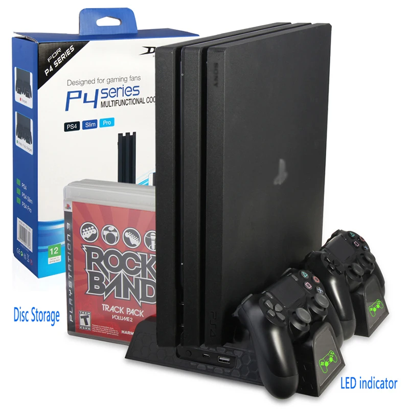 

3in1 PS4 Vertical Cooling Double Charger Docking Station Stand with Dual Fan for Playstation 4 PS4 Pro/Slim Console USB Cable