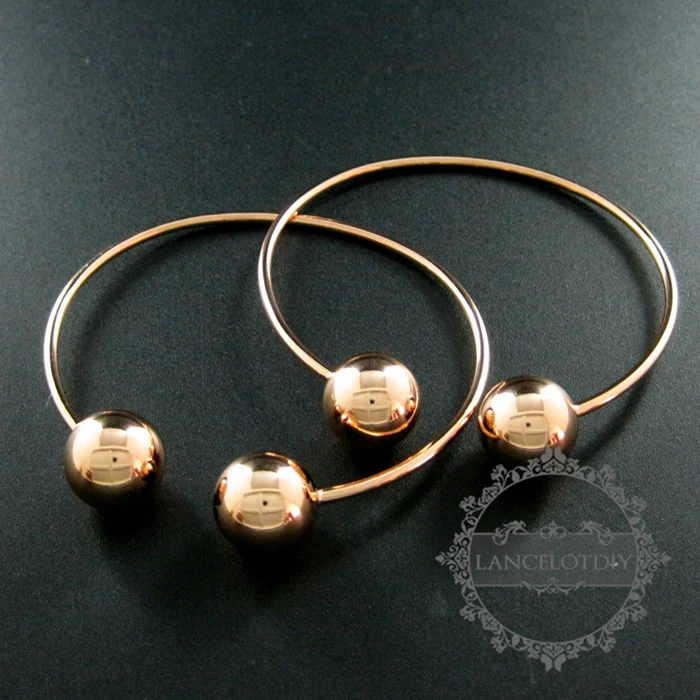63mm diameter rose gold color 925 sterling silver 14mm double ball