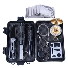 Conjunto kit de Viagem de Acampamento Sobrevivência ao ar livre Multifuncional kits de Primeiros socorros Suprimentos De Emergência SOS EDC Tático para o Deserto 10 em 1