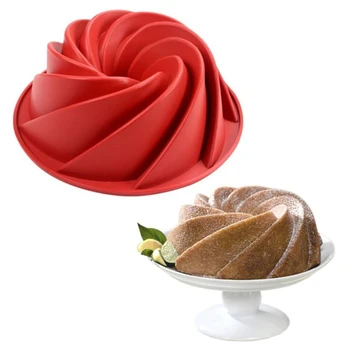 

Large Spiral Shape Food Grade Silicone Bundt Cake Mold Pan 3d Fluted Cake Mould Form Bread Bakery Baking Tools Bakeware