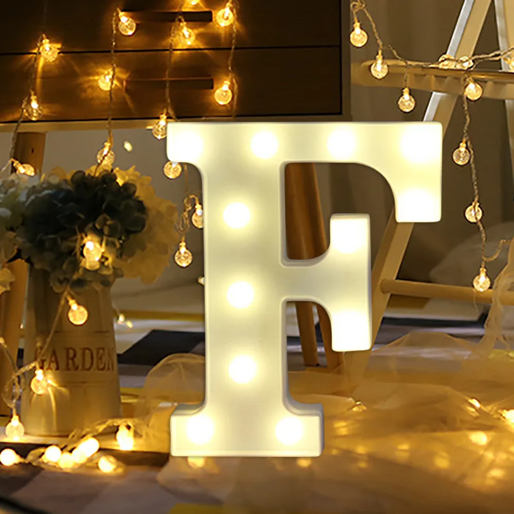 Украшение из букв Алфавит буквенные огни Светодиодный свет белый пластик буквы Висячие A-M и теплые белые светодиоды домашний подарок