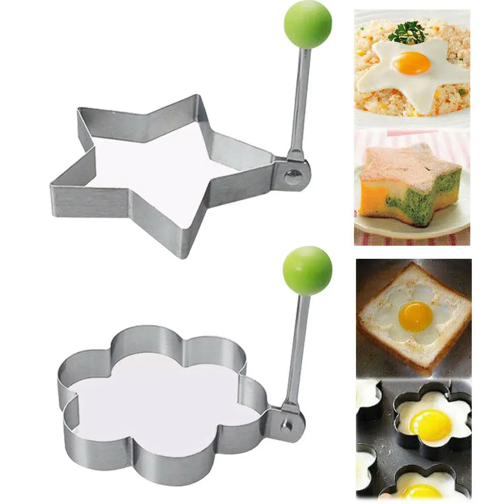 Hot Fried Egg Pancake shaper Stainless Steel Shaper Fried Egg Pancake Ring Circle Mold Heart Shape Kitchen Egg Cooking Tool