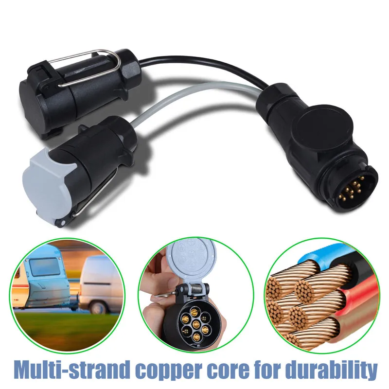 13 to 7 Pin Trailer Light Board Extension Adaptor Socket Plug Caravan Towing UK