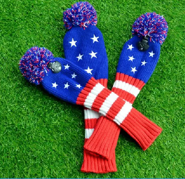 3pcs/set New 1#3#5# Knit Golf Headcover Drvier Fairway Head Cover Stars Shape Golf Headcovers with Number Tag