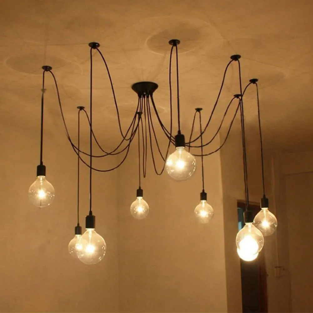 Vintage edison ajustable diy plafond spider lamp licht hanglamp moderne chic opknoping lampen 68