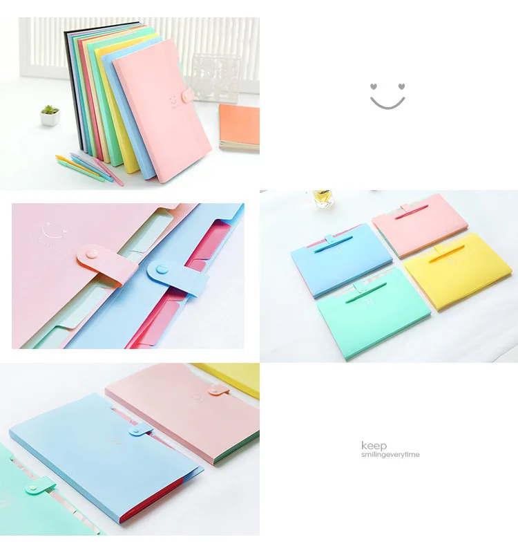 Корея канцелярские улыбка папки для документов сумка Бумага Организатор расширяющийся кошелек
