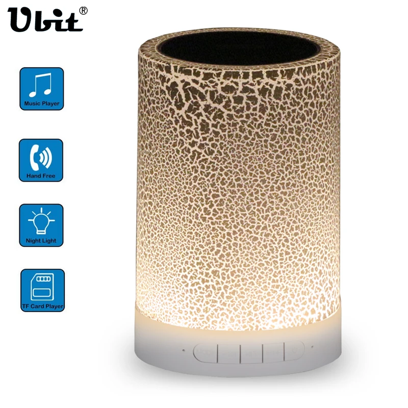 Ubit Wireless Bluetooth Speakers Hands-free Crack Colorful Touch LED Light Lamp AUX FM Radio TF Card Music Player Smart Speaker