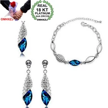 Omhxzj женские пустыня свет AAA Циркон Кристалл 18KT Платина Цепочки и ожерелья серьги Браслеты Ювелирные наборы ST04