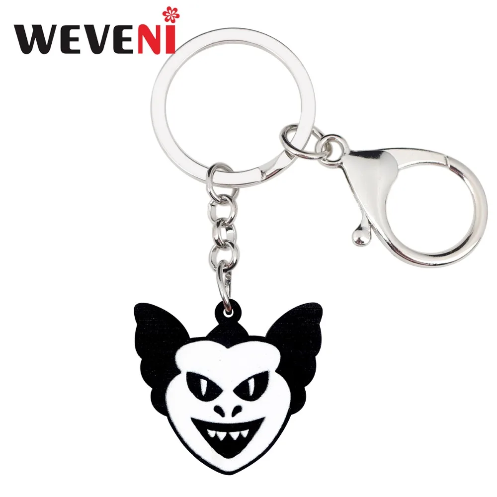 WEVENI Acrylic Halloween Evil Demon Monster Key Chain Pendant Ring