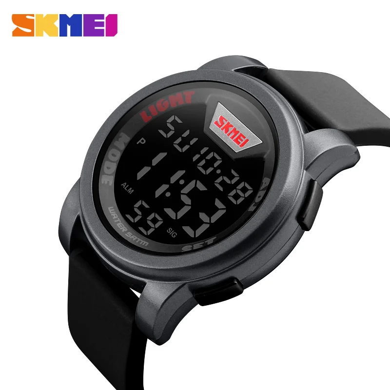 

SKMEI Sports LED Watches Men Chronograph Silicone Strap 12/24 Hours clock Wristwatches 50M Waterproof Watch 1218