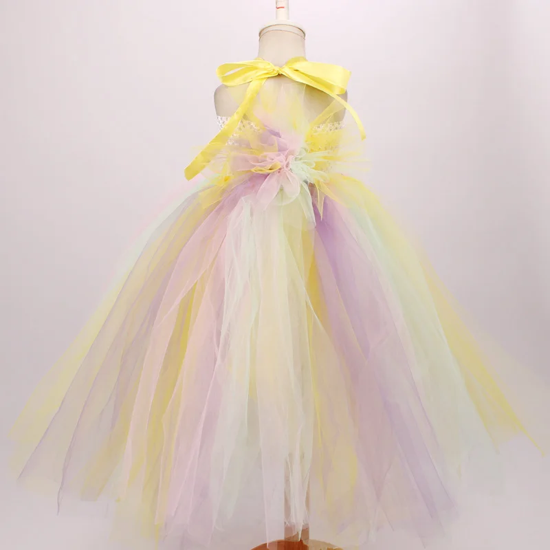 Pastel Rainbow Girls Unicorn Tutu Dress Princess Flower Girl Party Dresses with Headband Kids Birthday Halloween Unicorn Costume (7)