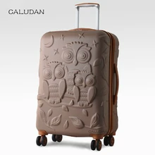 CALUDAN Универсальный колеса багаж чемодан Сова bump печатных чемодан мужской устойчивые к появлению царапин чемодан для багажа
