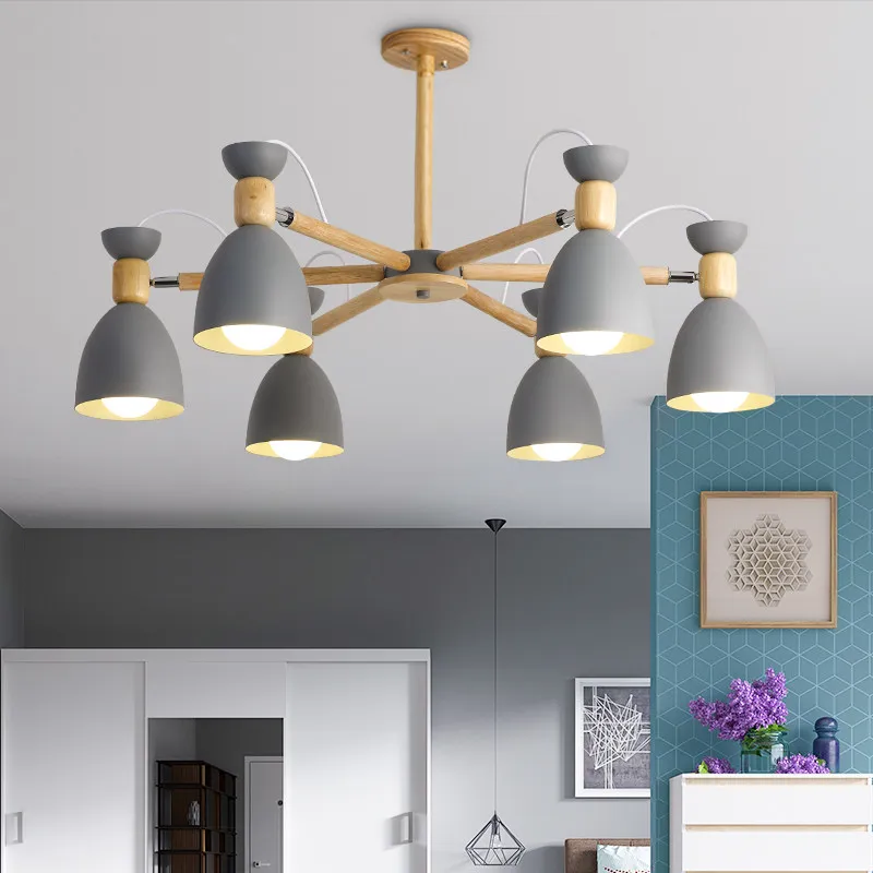 

Modern simple chandelier macaron 3/6/8 heads adjustable lamp holder pendant lamp living room bedroom restaurant lighting fixture
