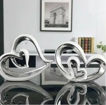 

white ceramic creative heart lovers home decor crafts bedroom decoration handicraft porcelain figurines wedding decoration gift