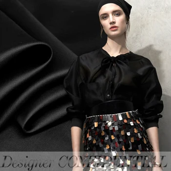 

108cm wide 14mm solid color black silk organza dress clothes fabric