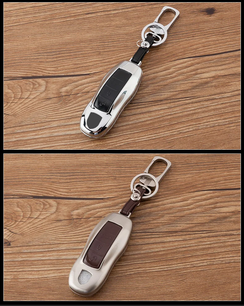 BooYuu цинковый сплав + коровья кожа Автомобильный ключ оболочка ключ чехол для Porsche Автомобильный ключ крышка для Porsche Macan Cayenne 911 Pananera 4S