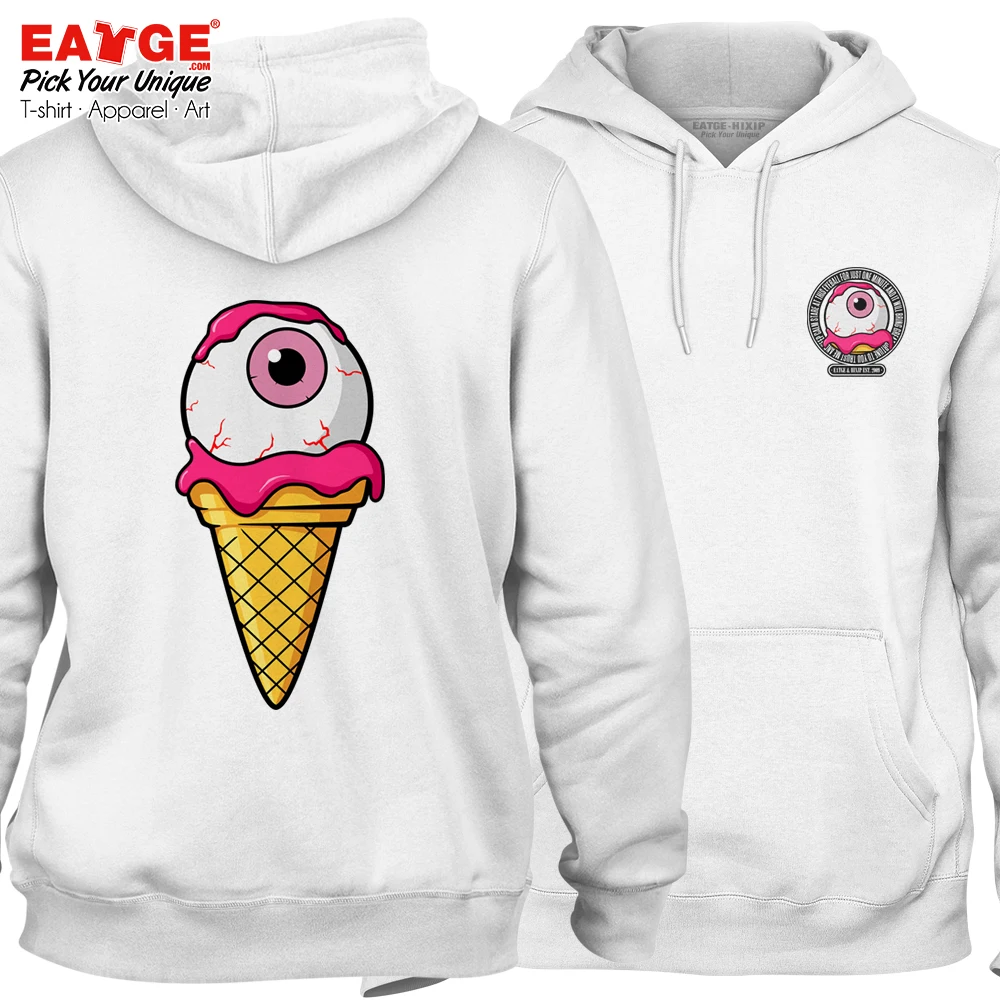 

Try My Sweet Strawberry Icecream Fleece Hoodies Skate Anime Cool Authentic Double Side Printing Creative Unisex White Pullover