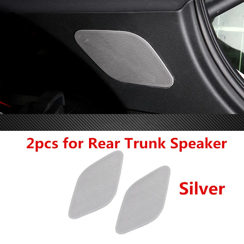 Нержавеющая сталь автомобильные передние и задние двери Панель ниже Динамик крышка багажника литье Накладка для Porsche Cayenne для укладки волос - Название цвета: Silver for Rear