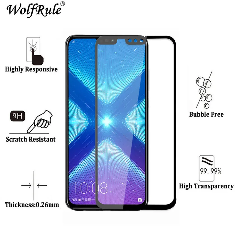 Защита для ЖК экрана Huawei Honor 8X полное клеевое стекло 8x 2.5D закаленное защитная