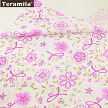 Teramila ткани хлопок саржа высокого качества печатных свежий темно розовый цветной цветок узоры текстильное платье украшение стеганое