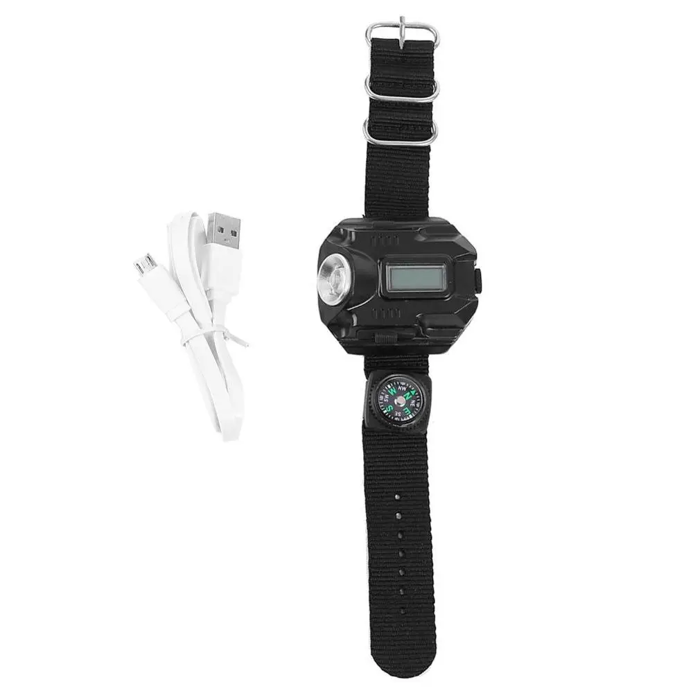 

NEW Wrist Light compass camping WATCH Rechargeable Variable Output LED High-strength watch LED Wrist light Watch with Compass