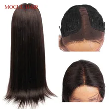 Mogul волос Часть Синтетические волосы на кружеве натуральные волосы парики для черный Для женщин бразильской волос предварительно сорвал прямые волосы парик средней части 14-24 дюймов
