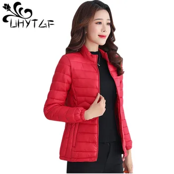 

UHYTGF Thin Cotton Jacket Short Tops Winter Jacket Women Coat Korean Slim Plus size Female Parka Coat Wave pattern Padded Jacket