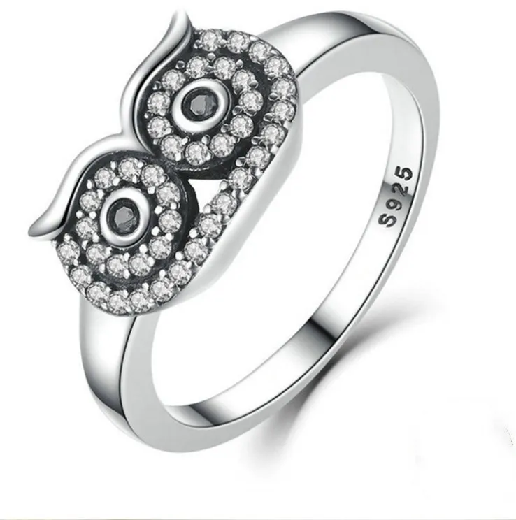 CJZBLXLX01749Silver 925 пробы ясно кольцо в виде совы для женщин|Кольца| |