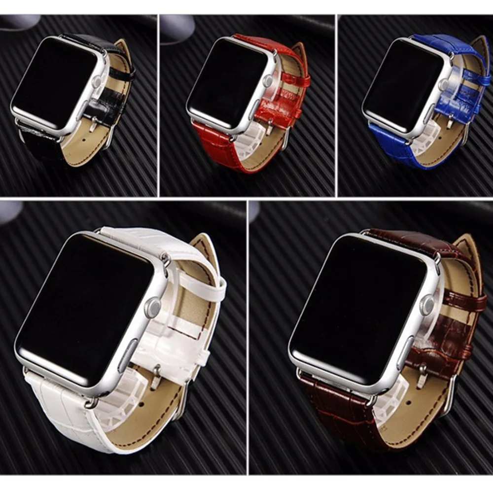 Кожаный ремешок для apple watch band apple watch 5 4 3 band 44 мм/40 мм correa iwatch 5 4 3 42 мм/38 мм браслет из бамбука ремешок для часов