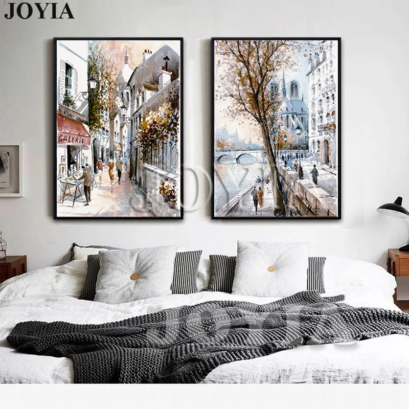 Abstract Street Canvas Art Paintings European Paris City Scenery