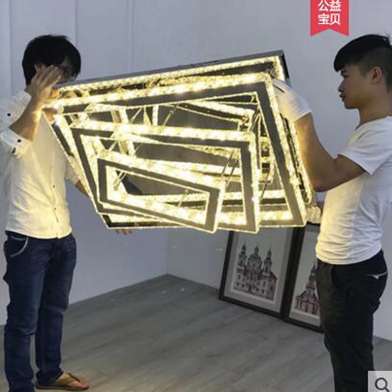 

Living room lamp Simple modern rectangular atmospheric crystal lamp three-tiered ceiling lamps LED restaurant bedroom fixture
