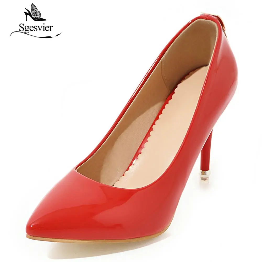 

Sgesvier 2018 Spring Autumn Thin Heels Pumps Shoes Shallow Red Black White Color Sweet Stiletto Shoes High Heels Pumps B383