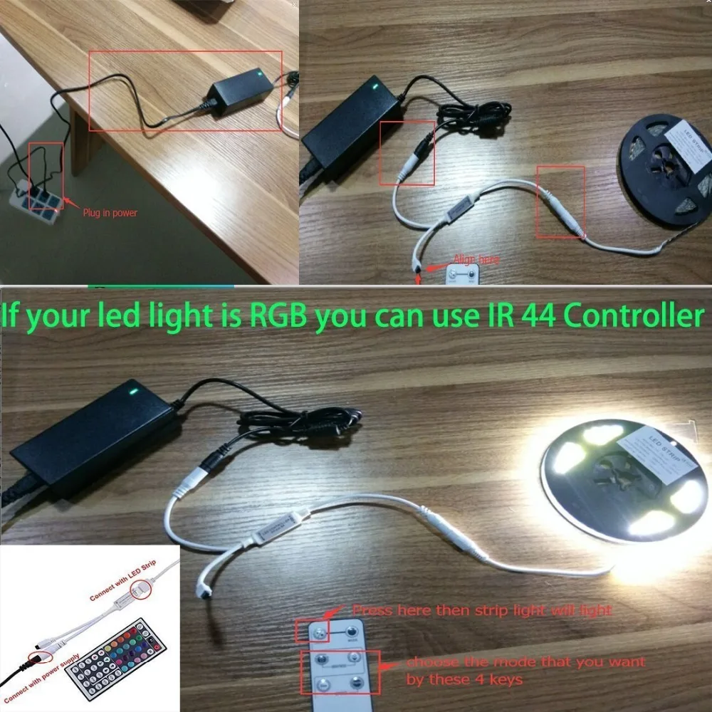 Светодиодные ленты свет 5 м + 5A Питание DC12V SMD 2835 300 светодиодов Гибкие полосы света