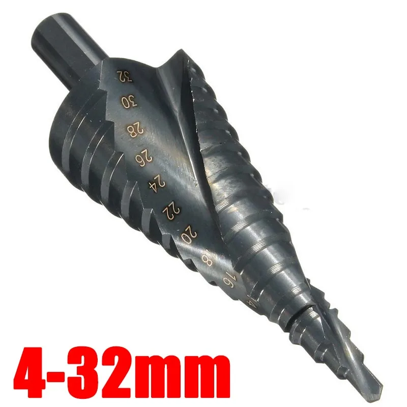 

3pcs/set Step Cone Drill Bits Set HSS Spiral Grooved Drill Bit Hole Cutter 4-12/4-20/4-32mm For Woodworking Tool