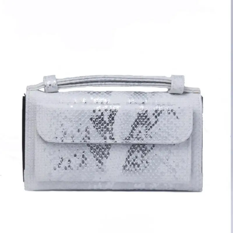 New Style Luxury Handbags For Women Genuine Leather Day Small Clutch One Chain Shoulder Cross-body Bags Crocodile Pattern Purse - Color: Gloss sliver