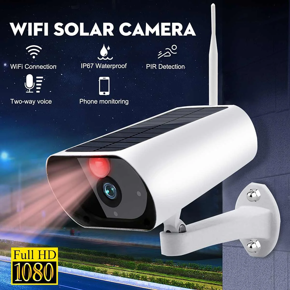 IP камера Солнечная беспроводная Wifi камера 1080P CCTV камера видеонаблюдения веб-камера ночного видения ИК наружная Домашняя безопасность