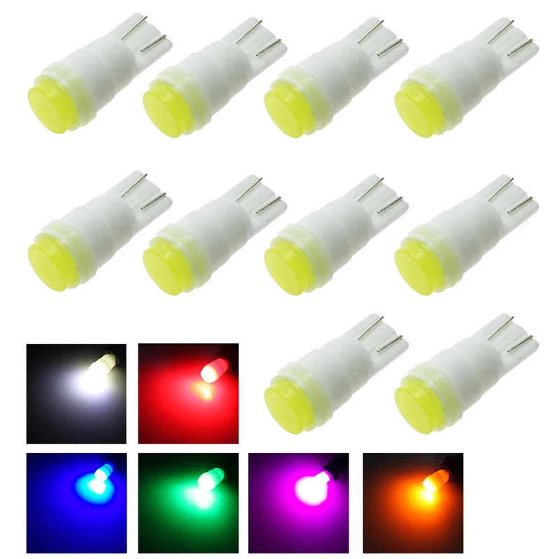 

New Arrival 10Pcs DC 12V T10 LED Ceramic Base COB W5W 501 194 168 Car Corner Side Door Light Bulb 6500K