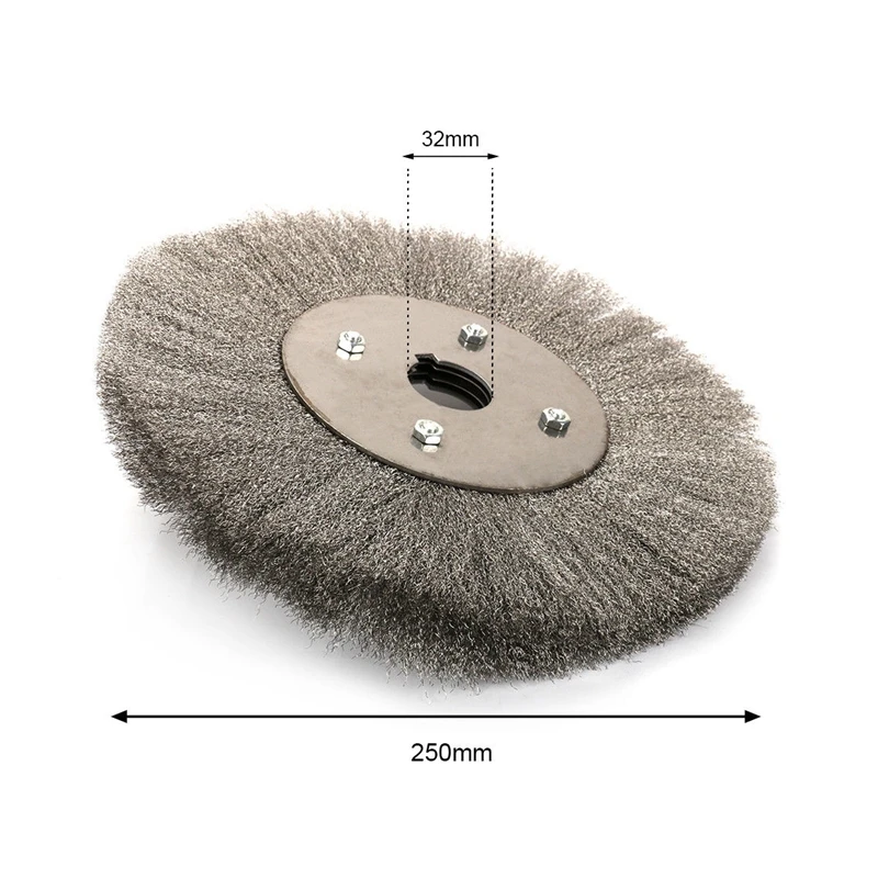 250x32 мм проволока из нержавеющей стали плоское проволочное колесо из нержавеющей стали Плоская проволочная щетка для полировки дерева