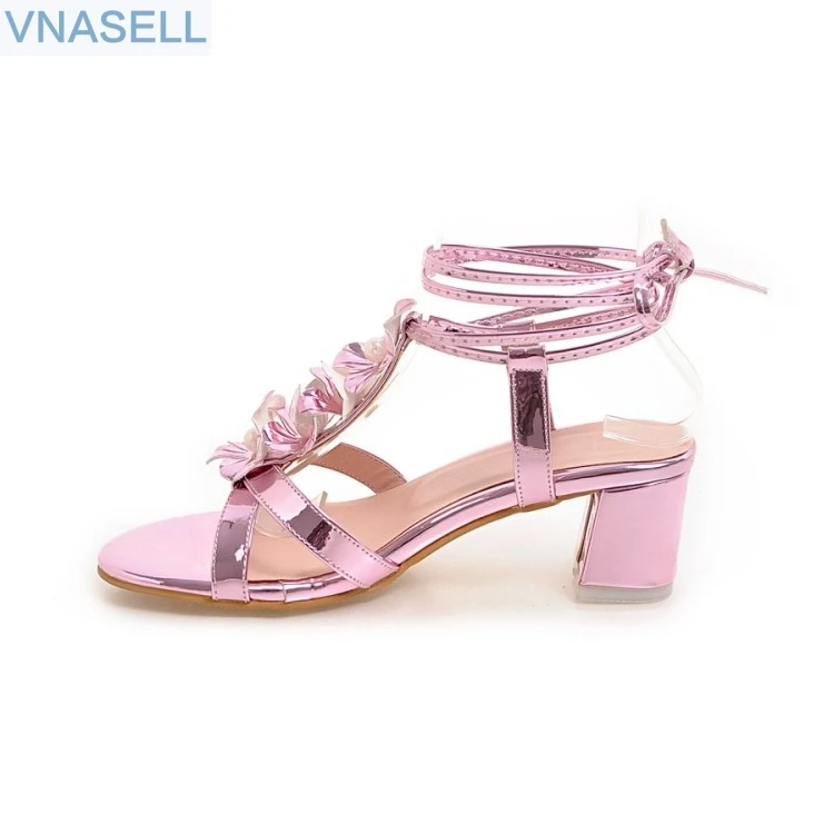 

2019 summer nude color high-heeled shoes women's stage shows thin thick heel princess water diamond open-toe sandals
